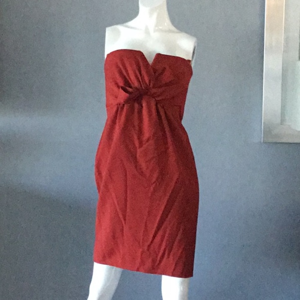 DSquared Deep Red Strapless Dress